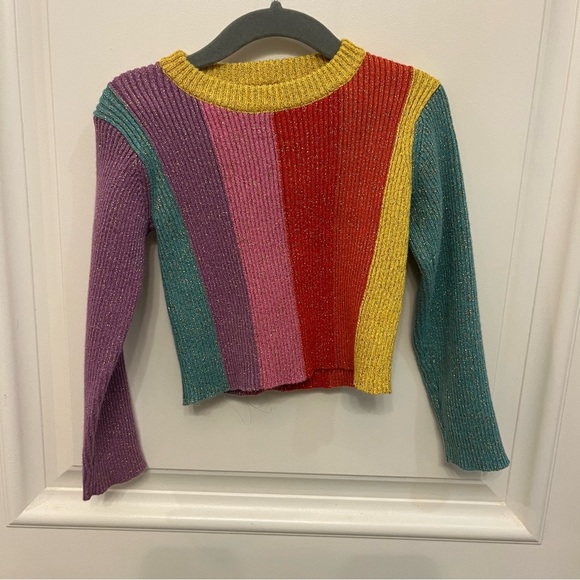 COPY - NWOT Stella McCartney Kids Metallic Knit Rainbow Striped Set 3T - Picture 5 of 6